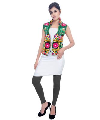 Black Kutchi Embroidered Dupion Silk Waist Length Jacket Women Ethnic Wear 4