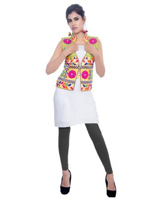 Pink Kutchi Embroidered Dupion Silk Waist Length Jacket Women Ethnic Wear 1