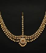 Gold and White Color Imitation Pearl and Kundan Work Matha Patti