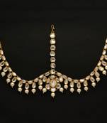 White Color Imitation Pearl and Kundan Work Matha Patti