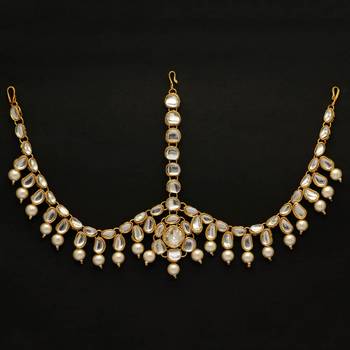 White Color Imitation Pearl and Kundan Work Matha Patti 2