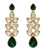 Green Color Traditional Kundan Earrings For Girls and Women
