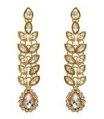 White Color Traditional Kundan Earrings For Women