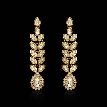 White Color Traditional Kundan Earrings For Women 3