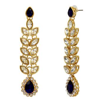 Blue Color Traditional Kundan Earrings 2