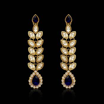 Blue Color Traditional Kundan Earrings 3