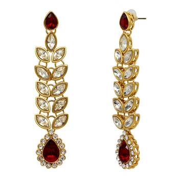 Partywear Collection Maroon Color Kundan Earrings 2