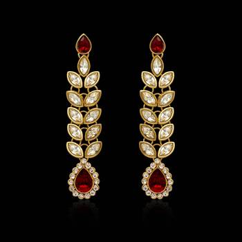 Partywear Collection Maroon Color Kundan Earrings 3