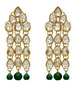 Green Color Traditional Kundan Earrings For Women