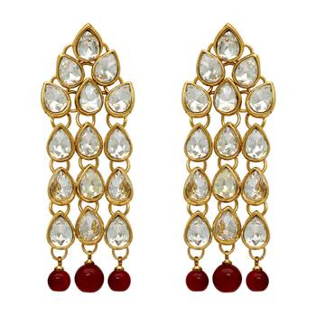 Maroon Color Beautiful Design Kundan Earrings 1