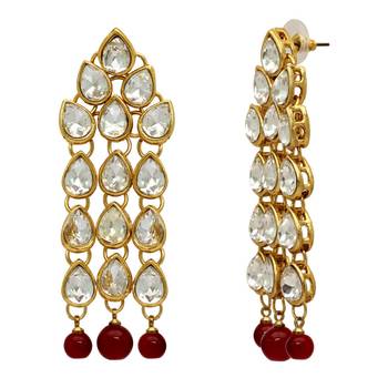 Maroon Color Beautiful Design Kundan Earrings 2