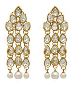 White Color Beautiful Kundan Earrings For Women