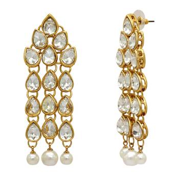 White Color Beautiful Kundan Earrings For Women 2