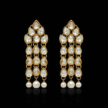 White Color Beautiful Kundan Earrings For Women 3