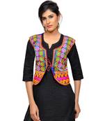 Blue Kutchi Embroidered Dupion Silk Waist Length Jacket Women Ethnic Wear