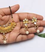 Crescent Shape floral kundan Mangalsutra Set