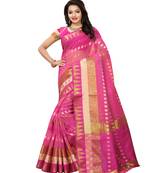 Pink Woven Art Silk Saree With Blouse