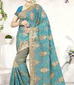 Multicolor embroidered net saree with blouse
