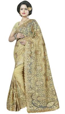 Multicolor embroidered net saree with blouse 2