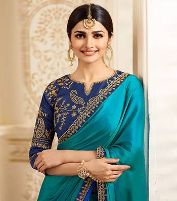Multicolor embroidered chinnon silk saree with blouse 2