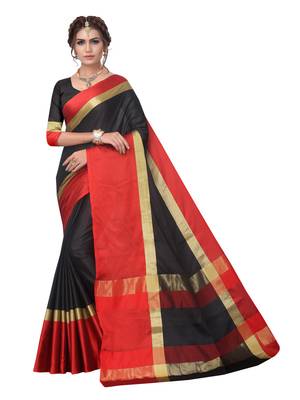 Black Woven Art Silk Saree With Blouse 1