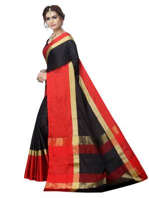 Black Woven Art Silk Saree With Blouse 2