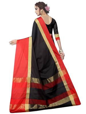 Black Woven Art Silk Saree With Blouse 3