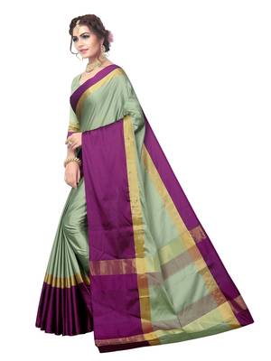 Green woven art silk saree with blouse 2