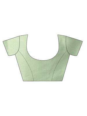 Green woven art silk saree with blouse 4