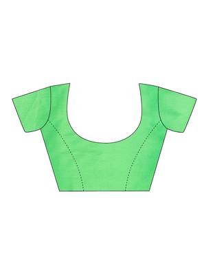 Green woven art silk saree with blouse 4