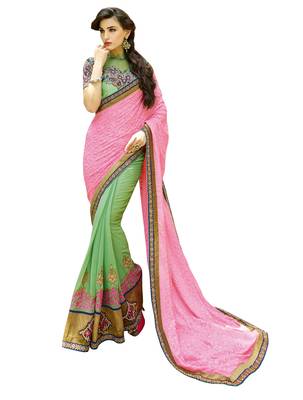 Multicolor zari georgette saree with blouse 1