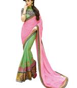 Multicolor zari georgette saree with blouse