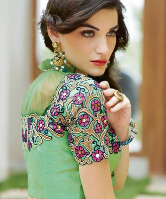 Multicolor zari georgette saree with blouse 2
