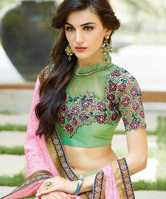 Multicolor zari georgette saree with blouse 3