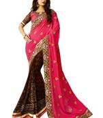 Pink zari georgette saree with blouse