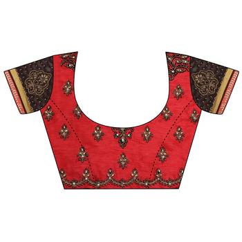 Pink zari georgette saree with blouse 3