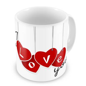 Lovely I Love You Heart Print Adorable Coffee Mug 1