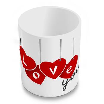 Lovely I Love You Heart Print Adorable Coffee Mug 2