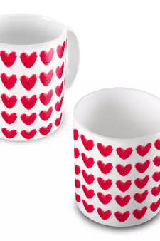 Beautiful Cute Hearts Print Design Coffee Mug Pair