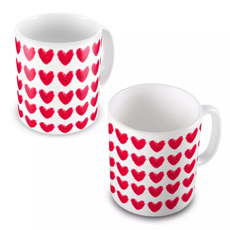 Beautiful Cute Hearts Print Design Coffee Mug Pair