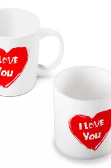 Elegant I Love You Heart Printed Coffee Mugs Pair