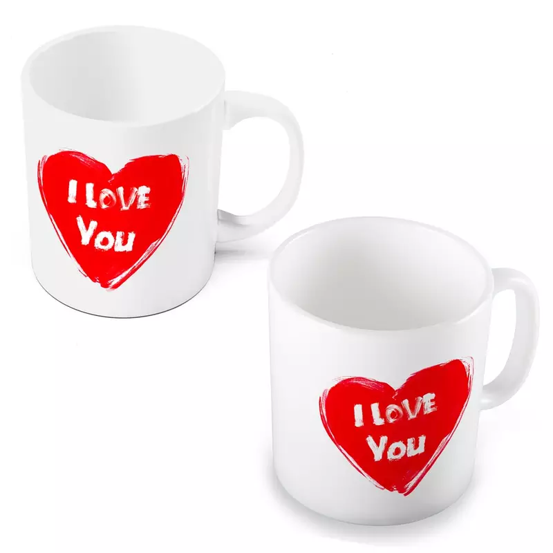 Elegant I Love You Heart Printed Coffee Mugs Pair