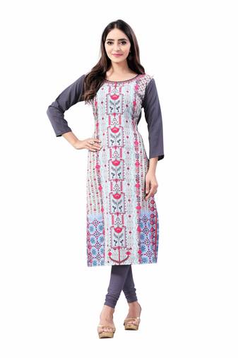 Multicolor printed polyester ethnic-kurtis