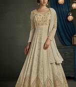 Beige Georgette Semi Stitched Anarkali Suit