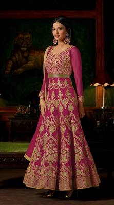 Pink Georgette Semi Stitched Anarkali Suit 1