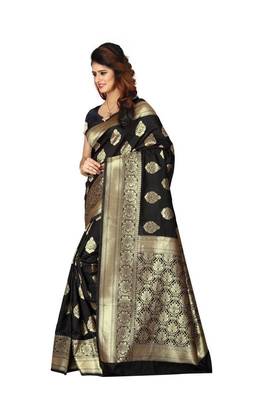 Black woven banarasi art silk  saree with blouse 2