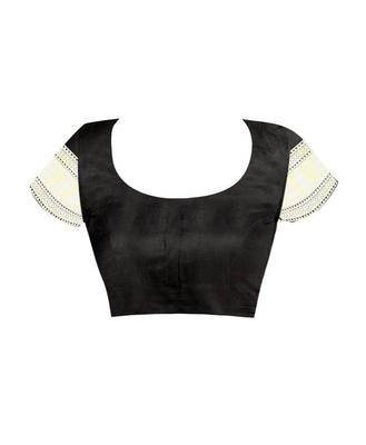 Black woven banarasi art silk  saree with blouse 4