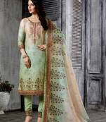 Mustard Chanderi Cotton Semi Stitched Salwar With Dupatta