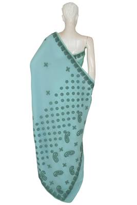 Green Embroidered Faux Georgette Saree With Blouse 2