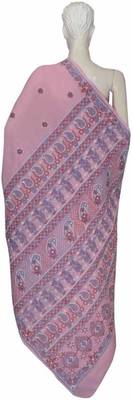 Pink Embroidered Cotton Saree With Blouse 2